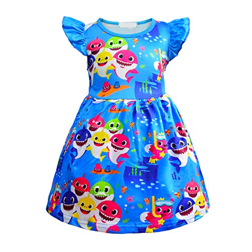 KIDHF Toddler Girl Baby Princess Pajamas Shark Cartoon Print Pajamas PJS